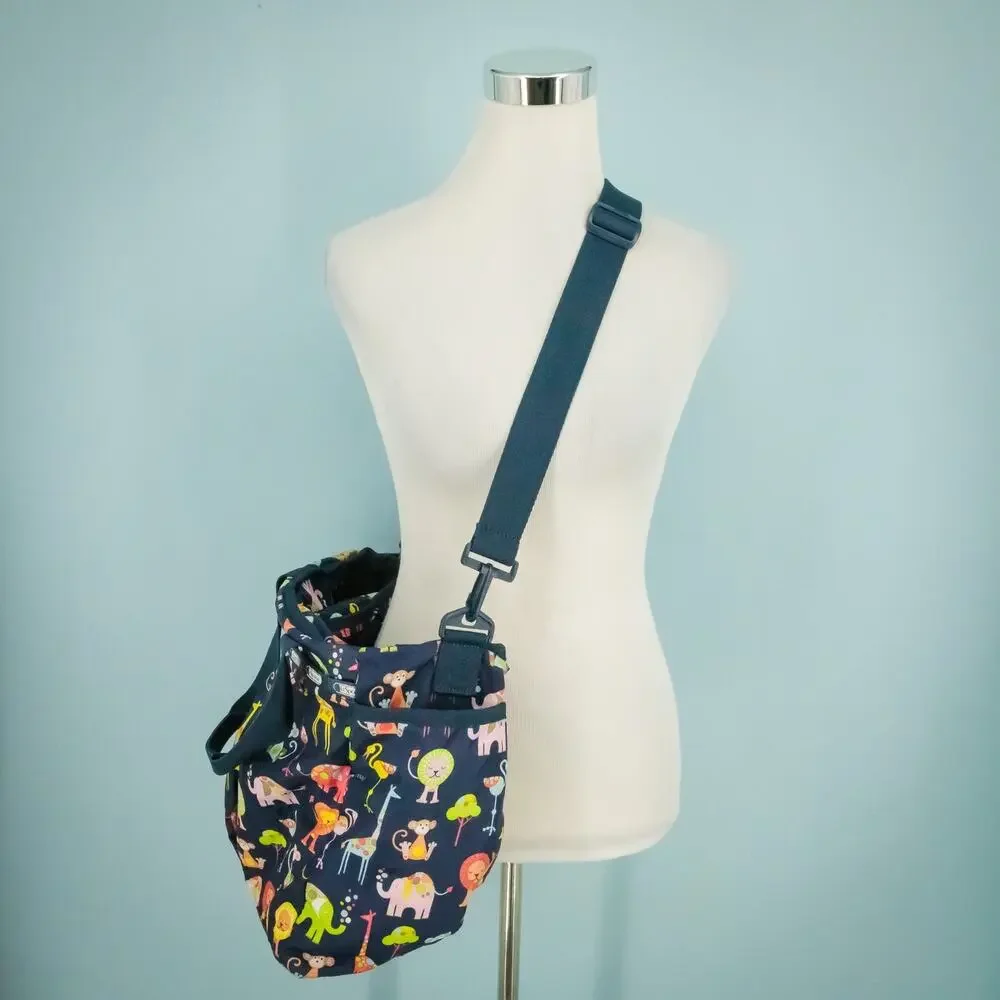 LeSportSac Ryan Baby Zoo Animal Print Synthetic Changing Pad Diaper Bag Tote Bag